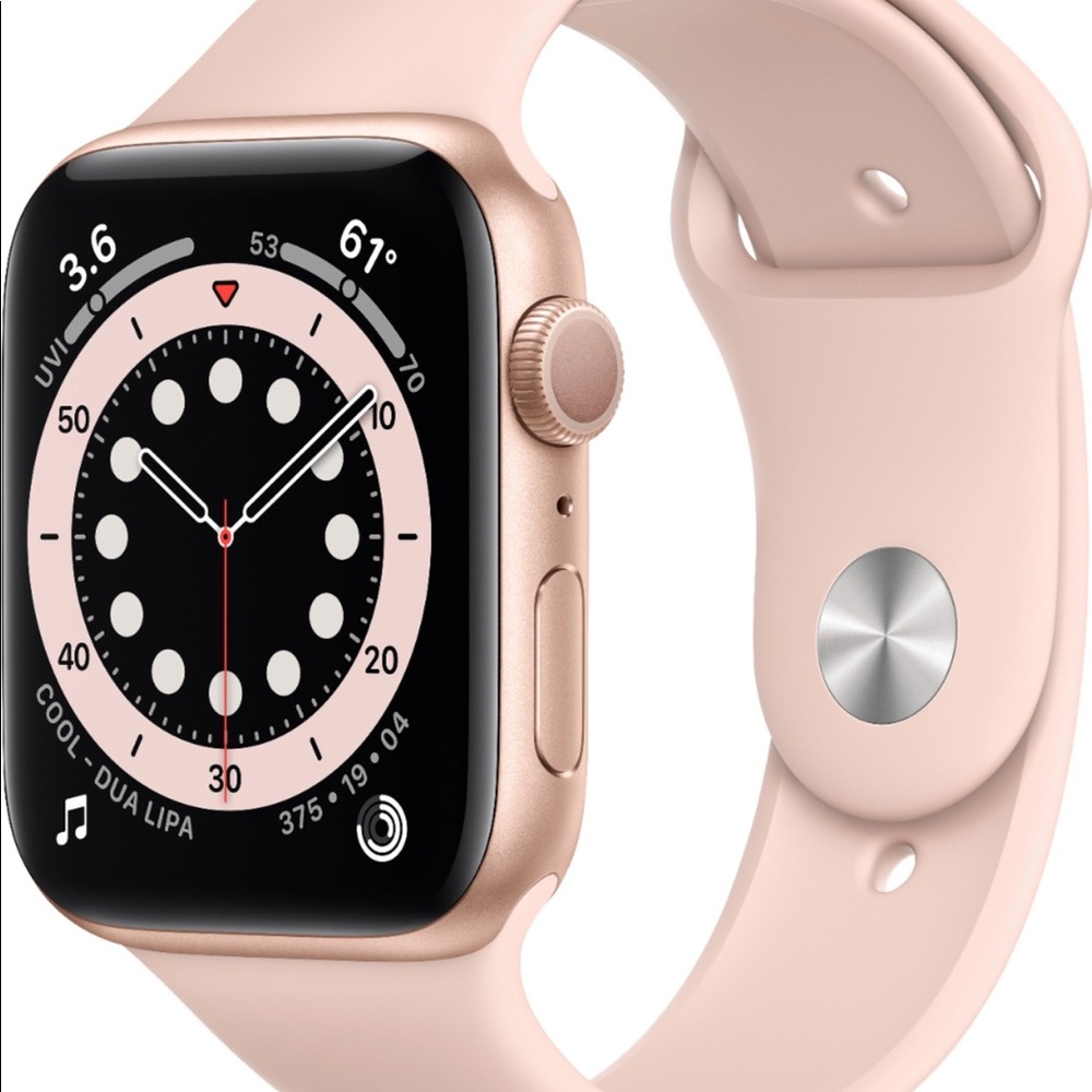 Apple Watch Series 6 44mm comes with several new bands and charger. FIRM